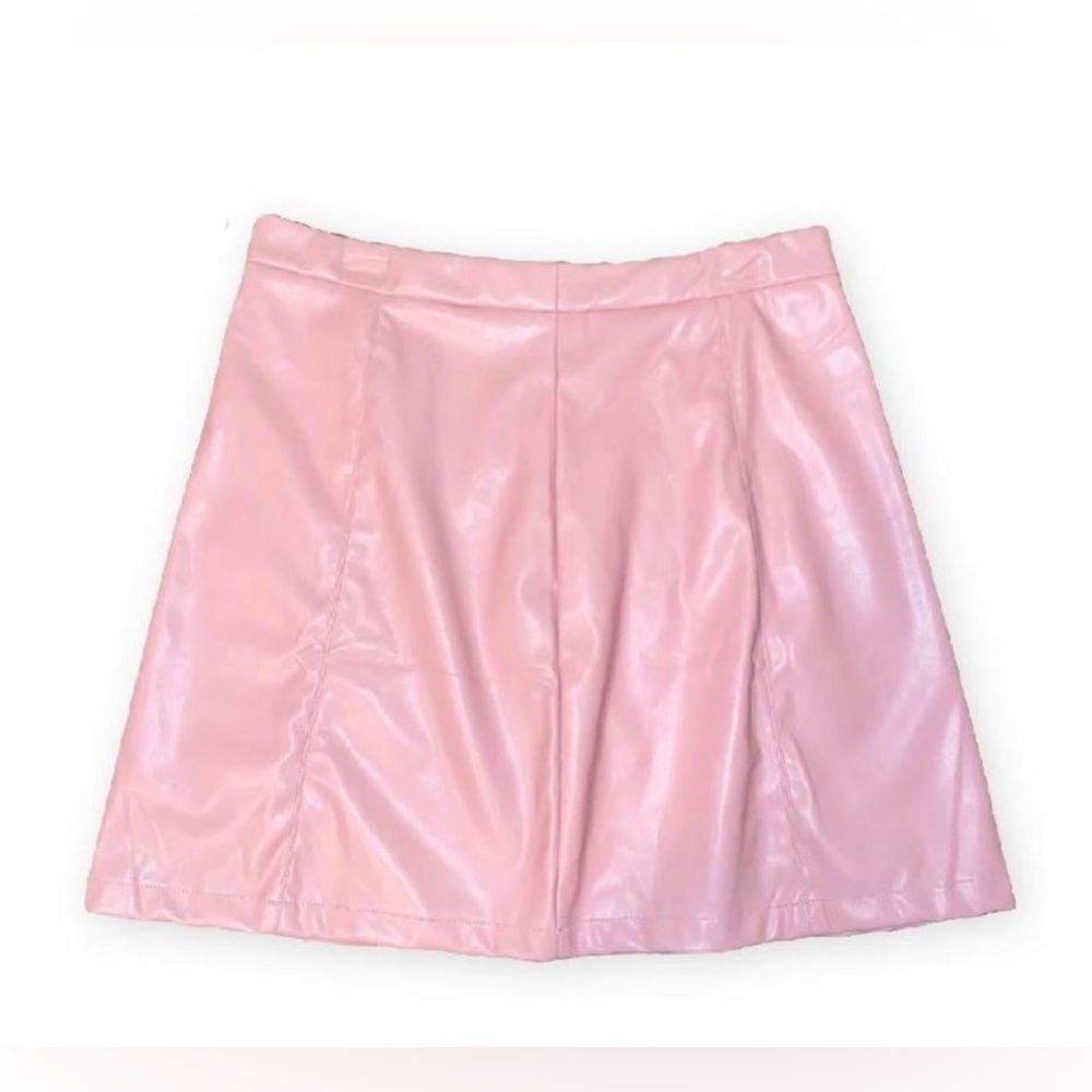 SHEIN 0xl (size 12) LEATHER HIGH WAISTED PINK SKIRT